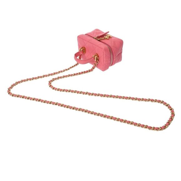 CHANEL Lambskin Quilted Mini Top Handle Rectangular Flap Bag Pink - Picture 6 of 11